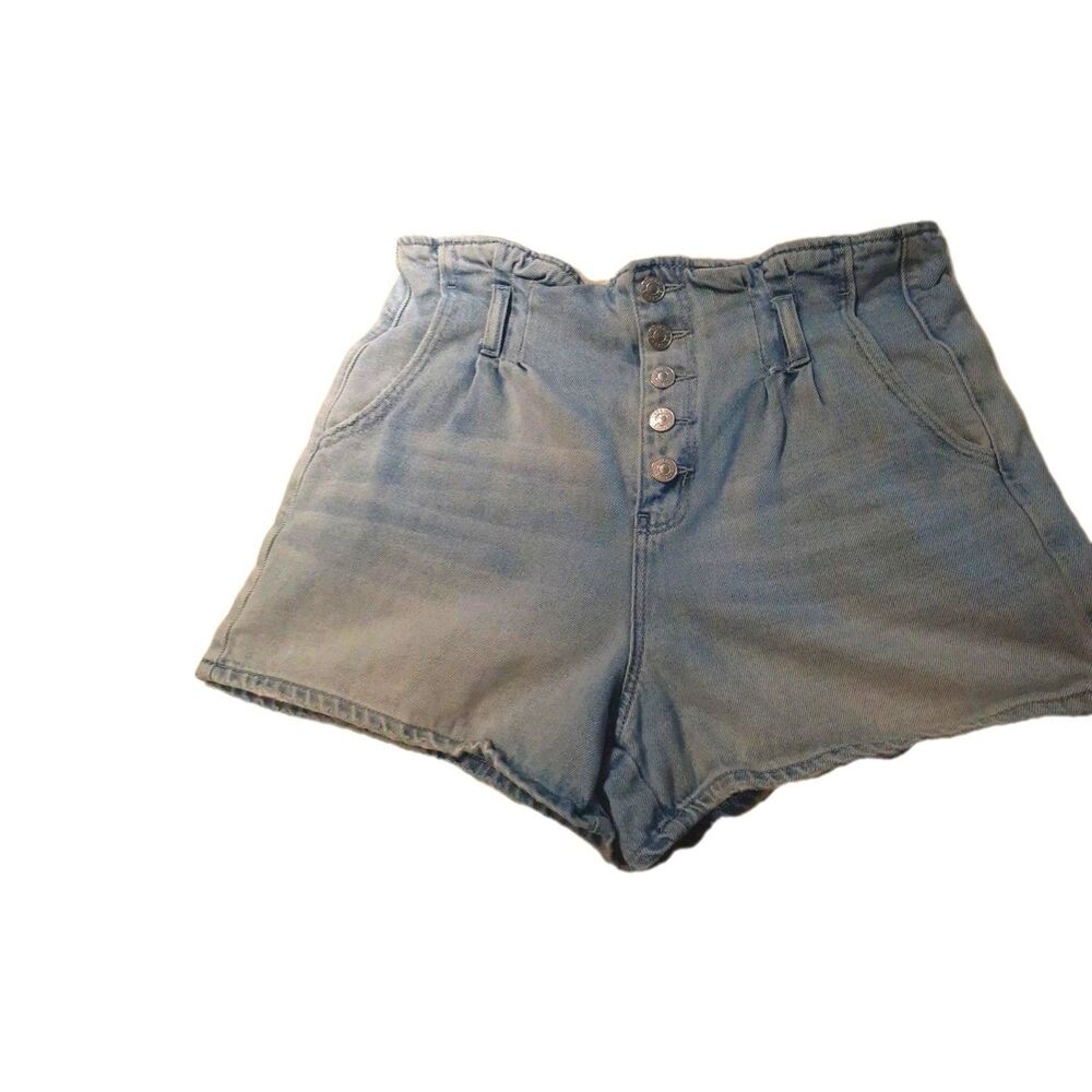 American Eagle Mom Shorts Womens 10 Light Wash blue Jeans High Rise Button Fly